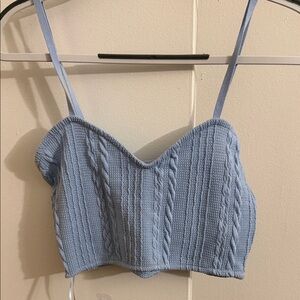 Zara Light Blue Cable Knit Crop Top